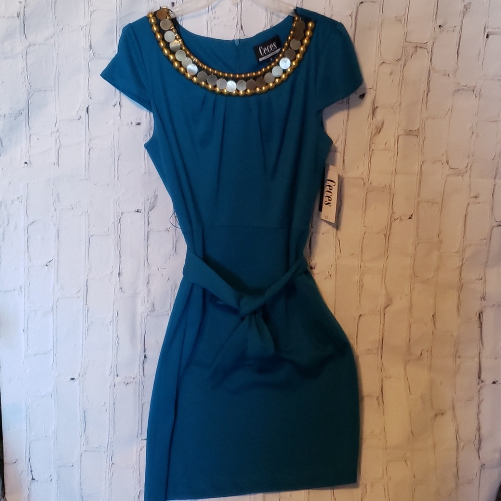 CECES of New York Belted Short Sleeve Dress